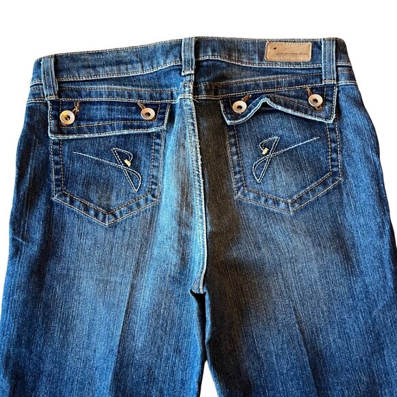 Vintage 90s / Y2K JNCO Dark Wash Distressed Bottom Straight Leg Jeans - Picture 4 of 14